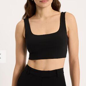 Express Body Contour Stretch Cotton Cropped Tank in Black, size small